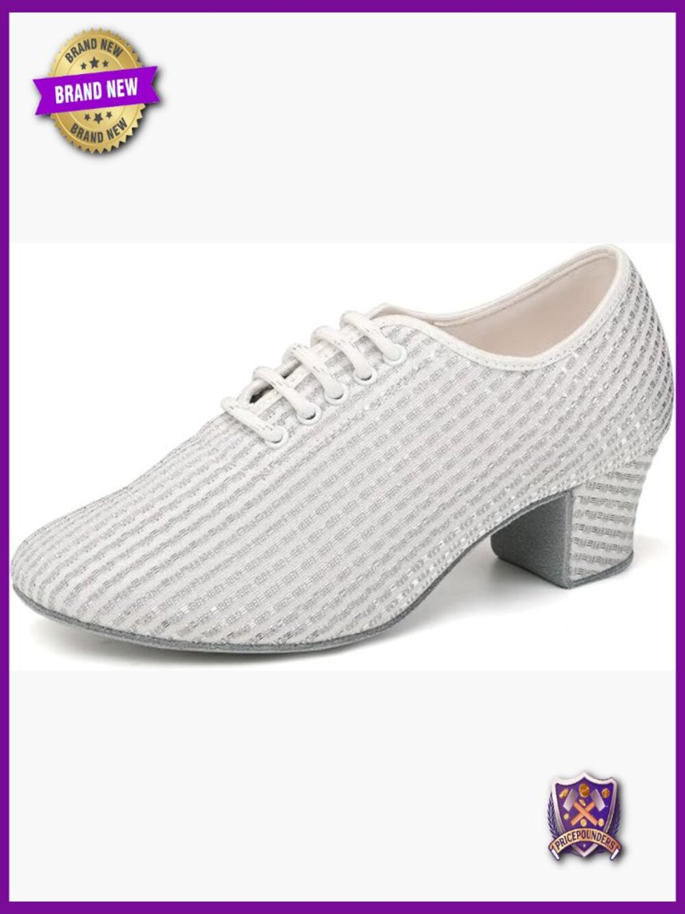 Women's Closed Toe Lace Up Low Heel Ballroom Dance Shoes Practice